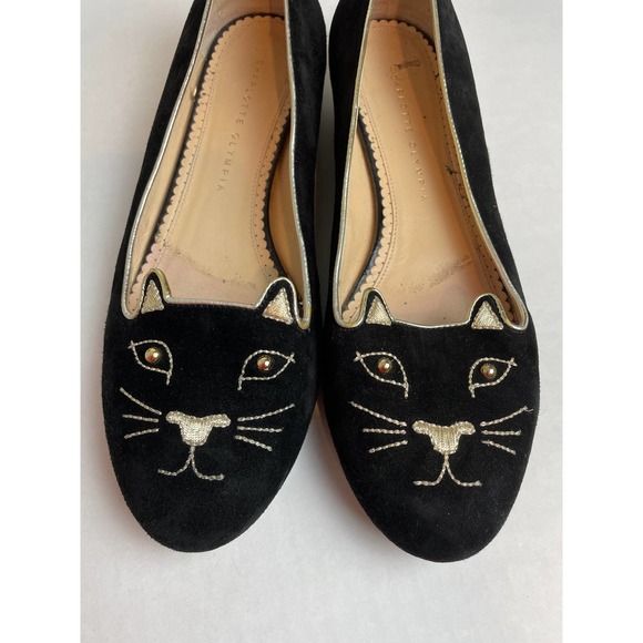 Charlotte Olympia Embroidered Velvet Kitty flats - Picture 12 of 12